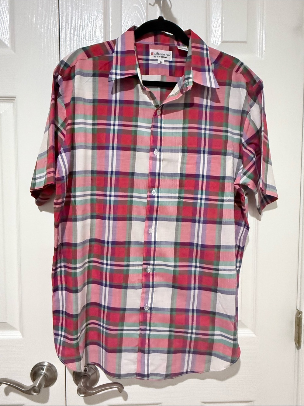 VTG Bud Berma The Weekender Plaid Men's Short Sleeve Button Up Shirt XL